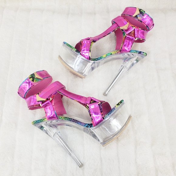 Vibrant Pink Multi-Color Women's Heels - Picture 4 of 16